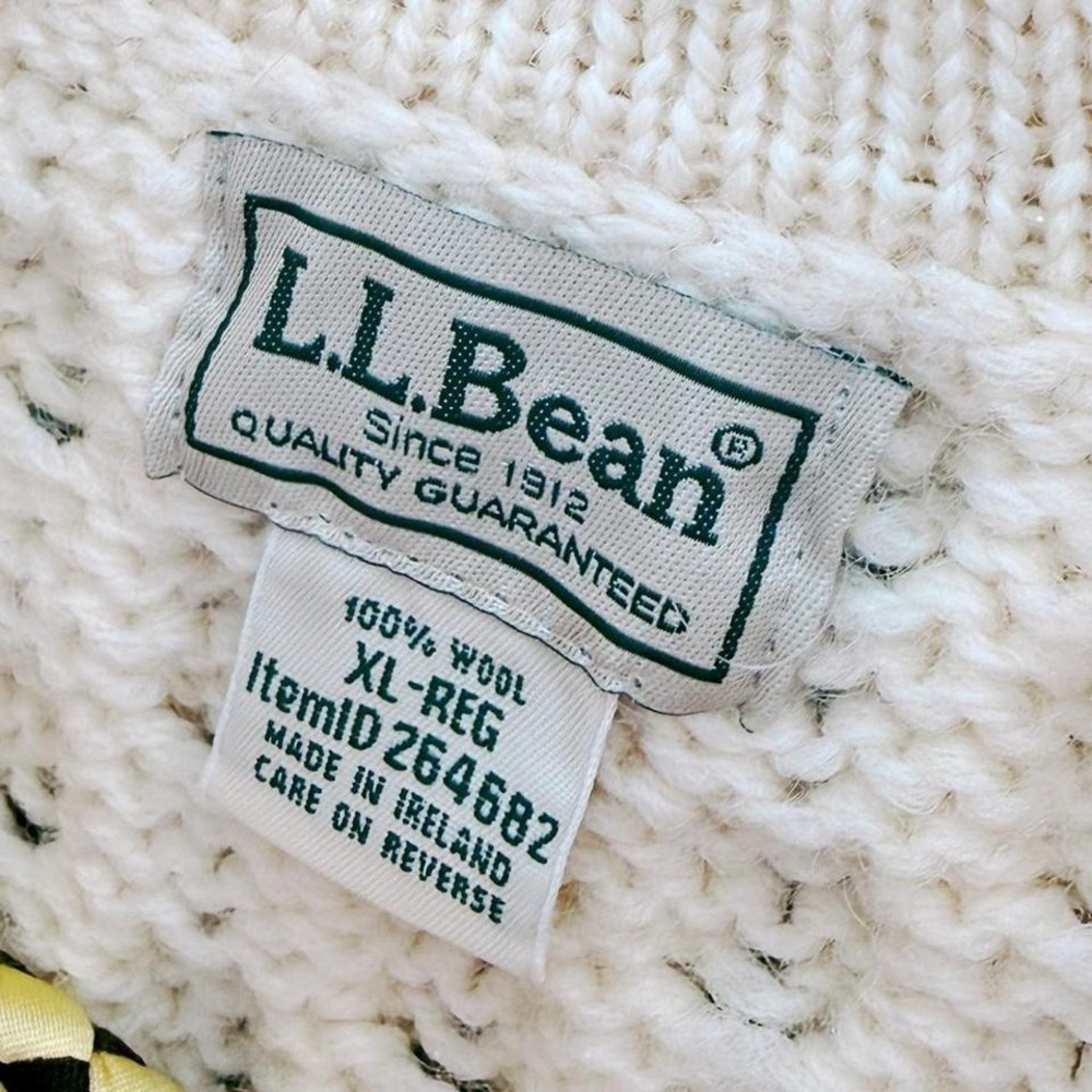 L.L.Bean wool cream cable knit sweater with buttons - Picture 4 of 4
